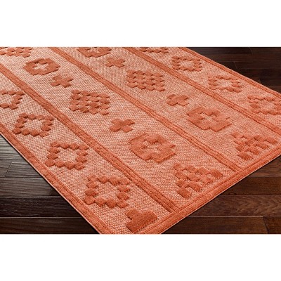 Hiro 6'7" x 9' Orange Polypropylene Outdoor Rug