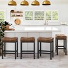 Counter Height Bar Stools, 24 Inch Saddle Backless Bar Stools Set of 3, Faux Leather Counter Stools with Metal Legs, Modern Kitchen Island stools - 4 of 4