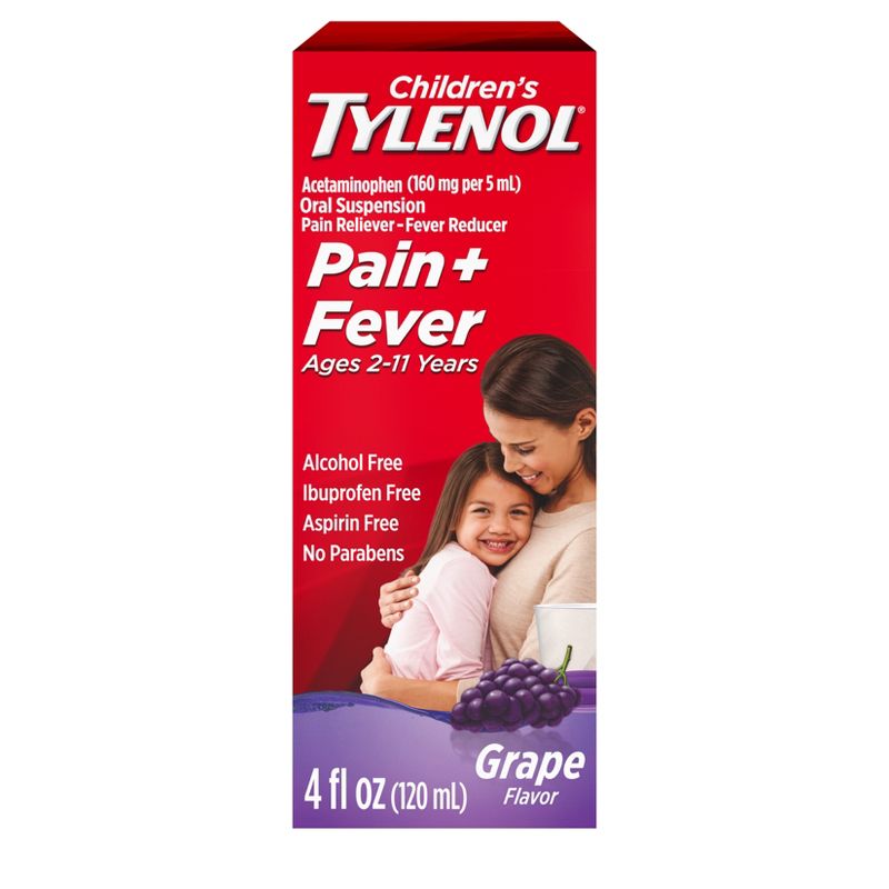 Children&#39;s Tylenol Pain + Fever Relief Liquid - Acetaminophen - Grape - 4 fl oz, 1 of 14