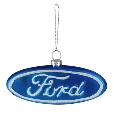 Northlight 5" Officially Licensed "Ford" Logo Collectible Glass Christmas Ornament - Blue/White