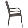 vidaXL 3-Piece Rattan Patio Dining Set with Powder-Coated Steel Frame and Glass Tabletop - Brown and Black - 4 of 4