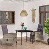 vidaXL Patio Dining Set with Cushions Gray and Black Garden Chair - 3 Piece, 31.5" Table Length - 2 of 4