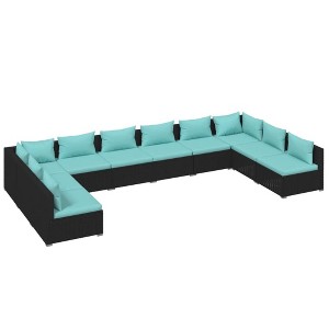 vidaXL Garden Lounge Set Black PE Rattan Large Modular - 1 of 4