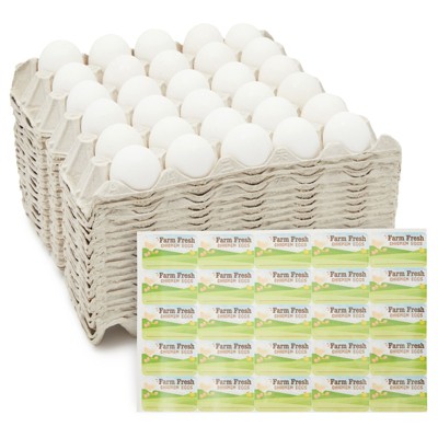 Okuna Outpost 18 Pack Egg Cartons for 30 Chicken Eggs, Paper Containers with Labels