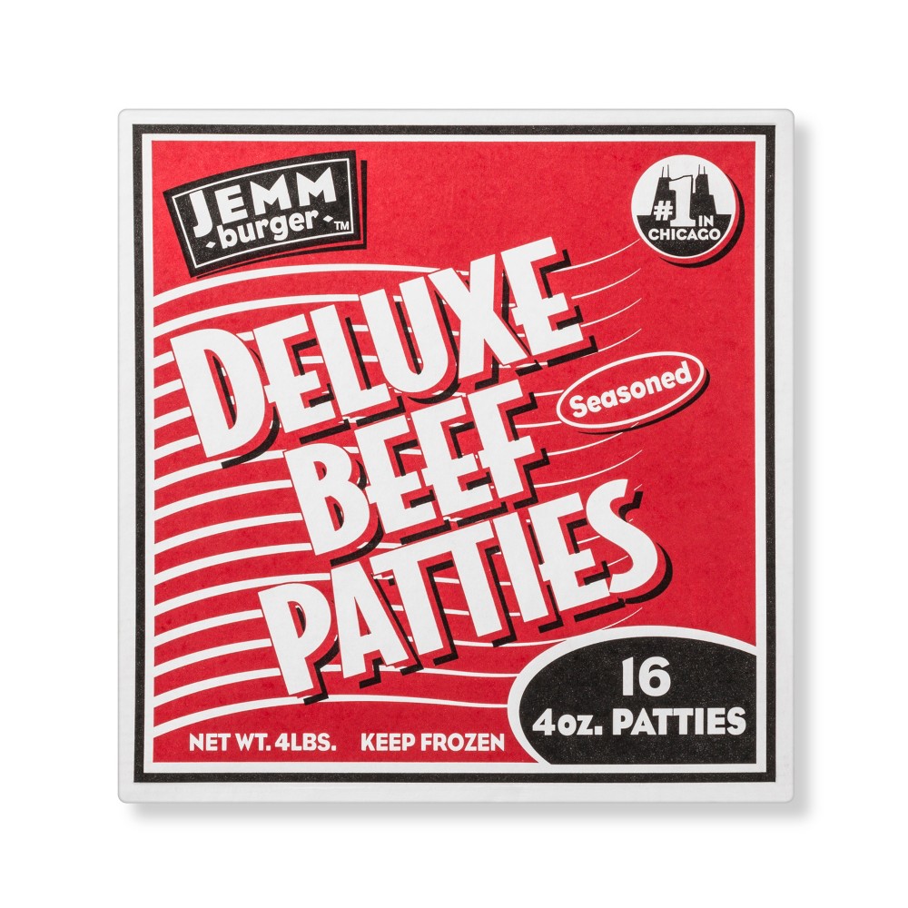 UPC 018582580902 product image for Jemm Burger Deluxe Frozen Beef Patties - 16ct/4lbs | upcitemdb.com