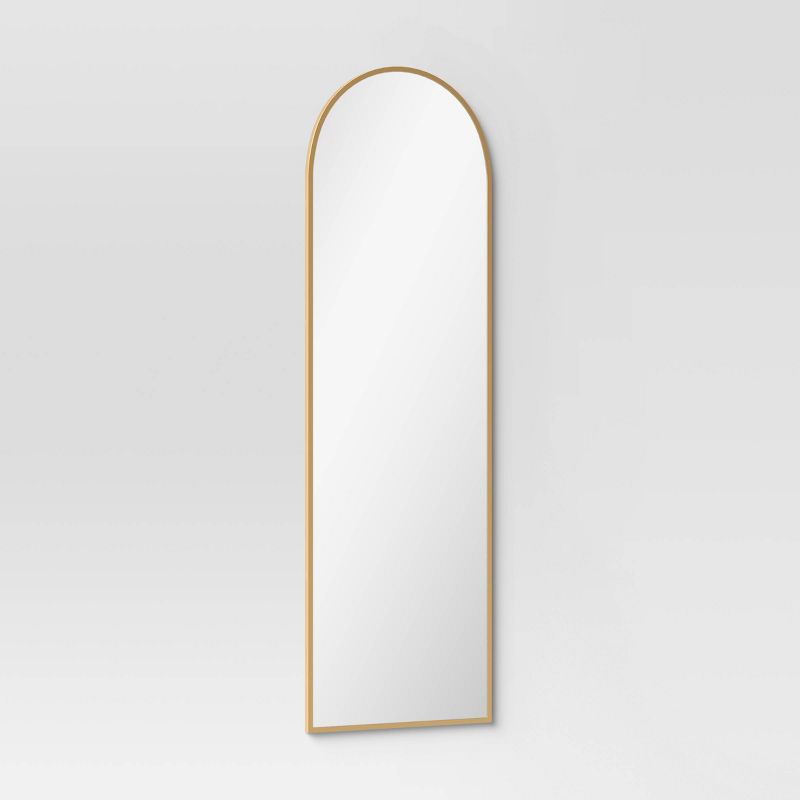 20&#34; x 65&#34; Arched Metal Leaner Mirror Brass - Threshold&#8482;, 4 of 9