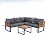VisioGear 4 Pieces Outdoor Patio Conservation Set, L-shaped Sofa with Soft Cushion and a Coffee Table for Garden, Backyard, Gray, 23.6"*23.6"*16.3" - 3 of 4