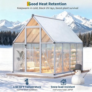 6X9ft Aluminum-Framed Polycarbonate Greenhouse,Heavy Duty with Quick Setup Structure and Roof Vent,Large Enhanced Aluminum Greenhouse Kit for Outdoor - 1 of 4