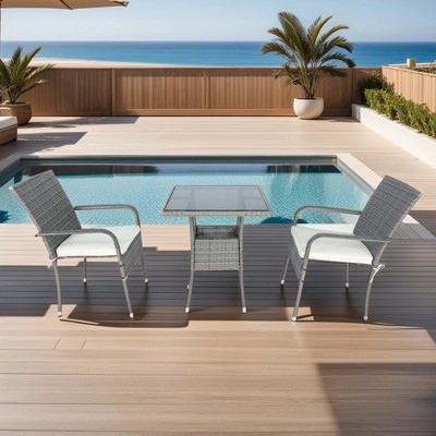 Whisen 3-Piece Wicker Patio Conversation Set