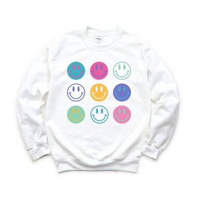 Simply Sage Market Women's Graphic Sweatshirt Stacked Smiley Faces