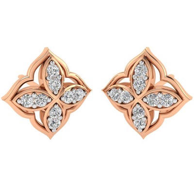 Pompeii3 1/5 ct Diamond Studs Unique Cushion Shape Womens Earrings 10k Rose Gold