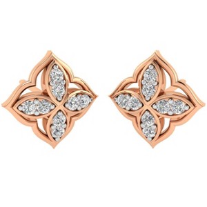 Pompeii3 1/5 ct Diamond Studs Unique Cushion Shape Womens Earrings 10k Rose Gold - 1 of 4