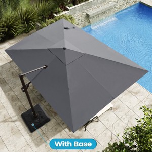 Crestlive Products 9x11.5FT Cantilever Umbrella UV30+ Outdoor 360 Degree Rotation Offset Umbrella 6 Heights Adjustable with Base - 1 of 4