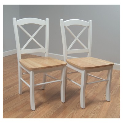 Tiffany Dining Chair Wood/Natural/White (Set of 2) - TMS