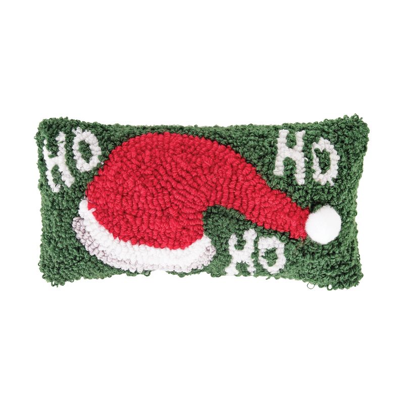 C&F Home 6" x 12" "Ho,ho,ho" Sanata Hat Hooked Petite Accent Christmas Pillow Winter Decoration Throw, 1 of 8