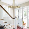 PAKOKULA 47.2 in. 12-Light Gold Wagon Wheel Semi-Flush Mount Ceiling Light with Double-Layer Glass Shades, E12 Base, Dimmable, UL Certified - 3 of 4