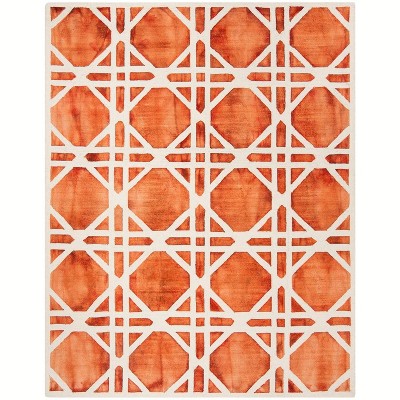 Ivory and Orange Hand-Tufted Wool 9' x 12' Area Rug