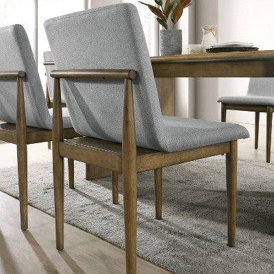 Natural Wood and Gray Upholstered 7-Piece Dining Set