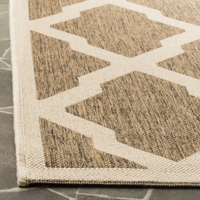 Beige and Brown Geometric Flat Woven Area Rug