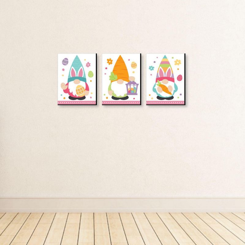 Big Dot of Happiness Easter Gnomes - Spring Bunny Wall Art and Kids Room Decor - 7.5 x 10 inches - Set of 3 Prints, 3 of 8