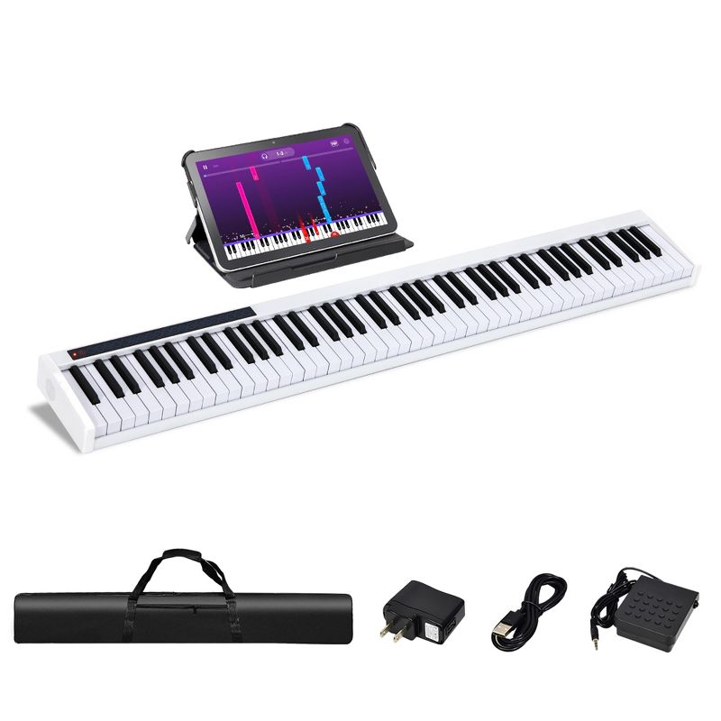 Costway 88 Keys Portable Digital Piano w/ Power Supply Sustain Pedal, 1 of 11