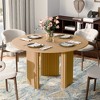 Wooakway 46" Round Dining Table with 3 Legs Modern Oak Wood Kitchen Table with Solid Wood Base for 4 Seats - 2 of 4