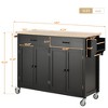 PexFix 54.3 Inch Kitchen Island Cart with Solid Wood Top and Locking Wheels 4 Door Cabinet and Two Drawers & Spice Rack & Towel Rack Black - 2 of 4