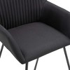 CLIHOME Modern Dining Chairs with Arms, Soft Upholstered Fabric Armchairs with Powder-Coated Steel Legs for Kitchen & Dining Room(Set of 2) - 2 of 4
