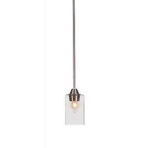 Toltec Lighting Paramount 1 - Light Pendant in  Brushed Nickel with 4" Square Clear Bubble Shade - 1 of 1