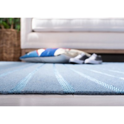 Handwoven Blue Wool 6' x 6' Square Area Rug