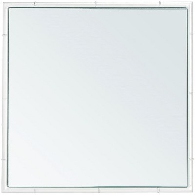 Chic Rory Silver Square Mirrored Accent Table with Faux Bamboo Base