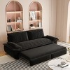 Queen Size Velvet Pull Out Sofa Bed, 3-in-1 Convertible Sleeper Sofa Bed with Armrest, Space-Saving Loveseat Bed with Iron Frame-Baofuwish - 2 of 4