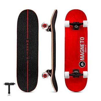 Magneto SUV Skateboards | Fully Assembled 31" x 8.5" Standard Size | 7 Layer Canadian Maple Deck with Free Skate Tool (SUV Red)