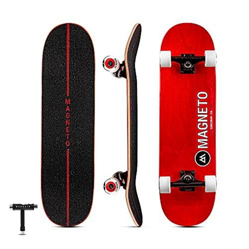 Magneto SUV Skateboards | Fully Assembled 31" x 8.5" Standard Size | 7 Layer Canadian Maple Deck with Free Skate Tool (SUV Red), 1 of 9