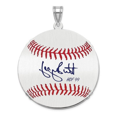 Black Bow Jewelry Sterling Silver George Brett Signature LG Enamel Baseball Pendant