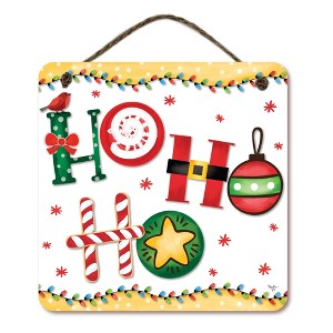 Courtside Market Colorful Ho Ho Ho 15x15 Hanging Artboard with Twine - 1 of 2