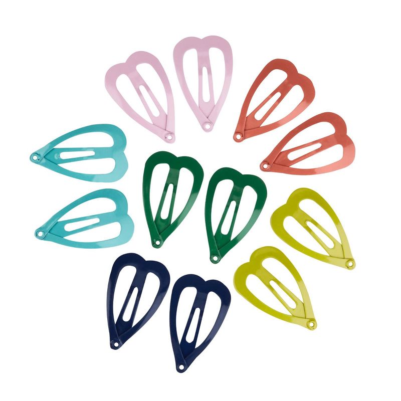 sc&#252;nci Kids Metal Heart Shaped Hair Snap Clips - Assorted Colors - 12pcs, 3 of 6