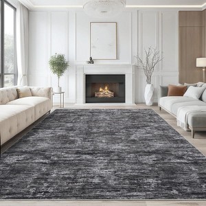 Modern Abstract Washable Rug - Thin Foldable Non-Slip TPR Backing Soft Low Pile Non-Shedding Carpet for Living Room Bedroom Minimalist Floor Mat - 1 of 4