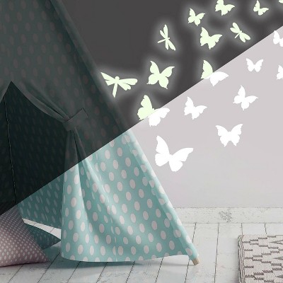 Glow-in-the-Dark Butterfly and Dragonfly Wall Decals