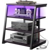 Besiost 4-Tier Bookshelves with Charging Station and LED Lights, Small Entertainment Center Media Stand - 2 of 4