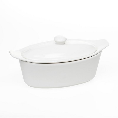 White Ceramic Butter Boat with Lid
