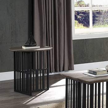 22" Zudora Accent Table Oak Sandy Black Finish - Acme Furniture
