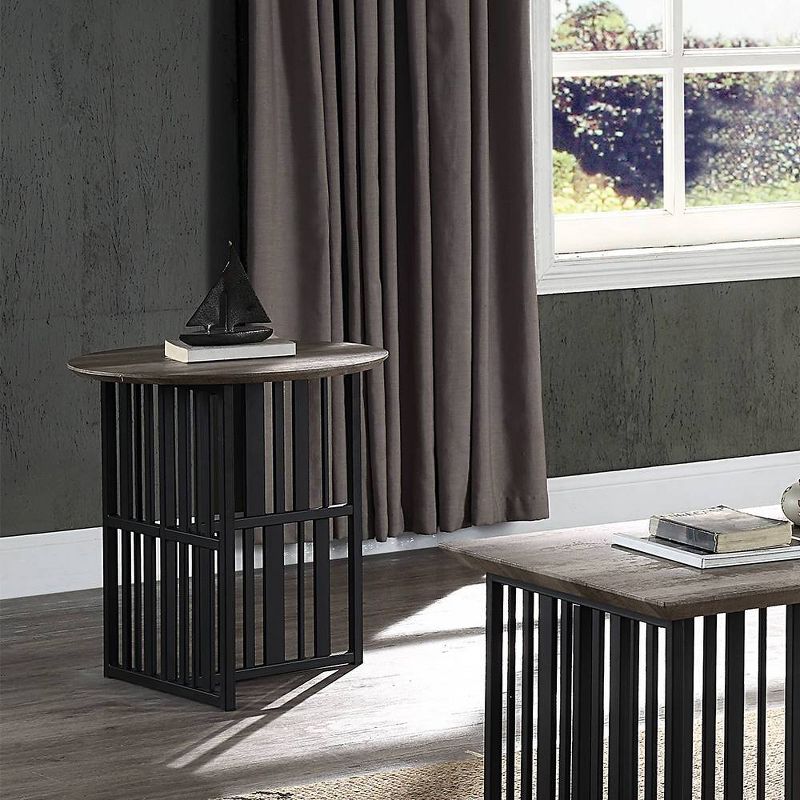 22&#34; Zudora Accent Table Oak Sandy Black Finish - Acme Furniture, 1 of 8