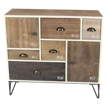 Wood and Metal 7 Drawer Buffet White/Black - Olivia & May