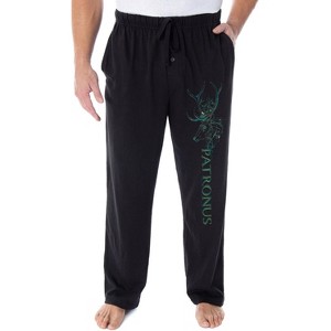 Harry Potter Pajama Pants Men's Expecto Patronum Stag Patronus Lounge Pants Black - 1 of 3