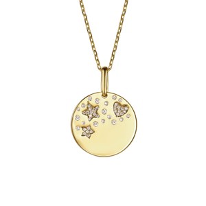 Guili Children's 14k Gold Plated with Cubic Zirconia Heart & Lucky Star Galaxy Medallion Pendant Necklace, A Magical & Whimsical Jewelry Piece - 1 of 2