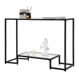 Costway Entryway Console Sofa Side Table W/Tempered Glass for Entrance Living Room - 1 of 4