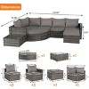 Outdoor 8-Piece Sectional Sofa Set, Free Combination Wicker Conversation Set with Glass Coffee Table, Sofa with Foam Cushions-Coolbibila - 3 of 4