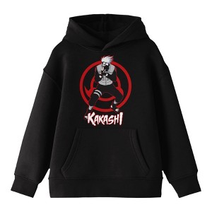 Bioworld Naruto Grayscale Kakashi Boy's Black Sweatshirt - 1 of 2