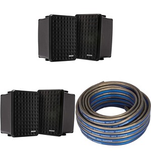 Kicker (2 Pair ) KB6B 2-Way Full Range Indoor Outdoor Speakers (Pair) Weatherproof Speakers for Patio Garage Poolside in-Home, Black & 20ft Speaker... - 1 of 4